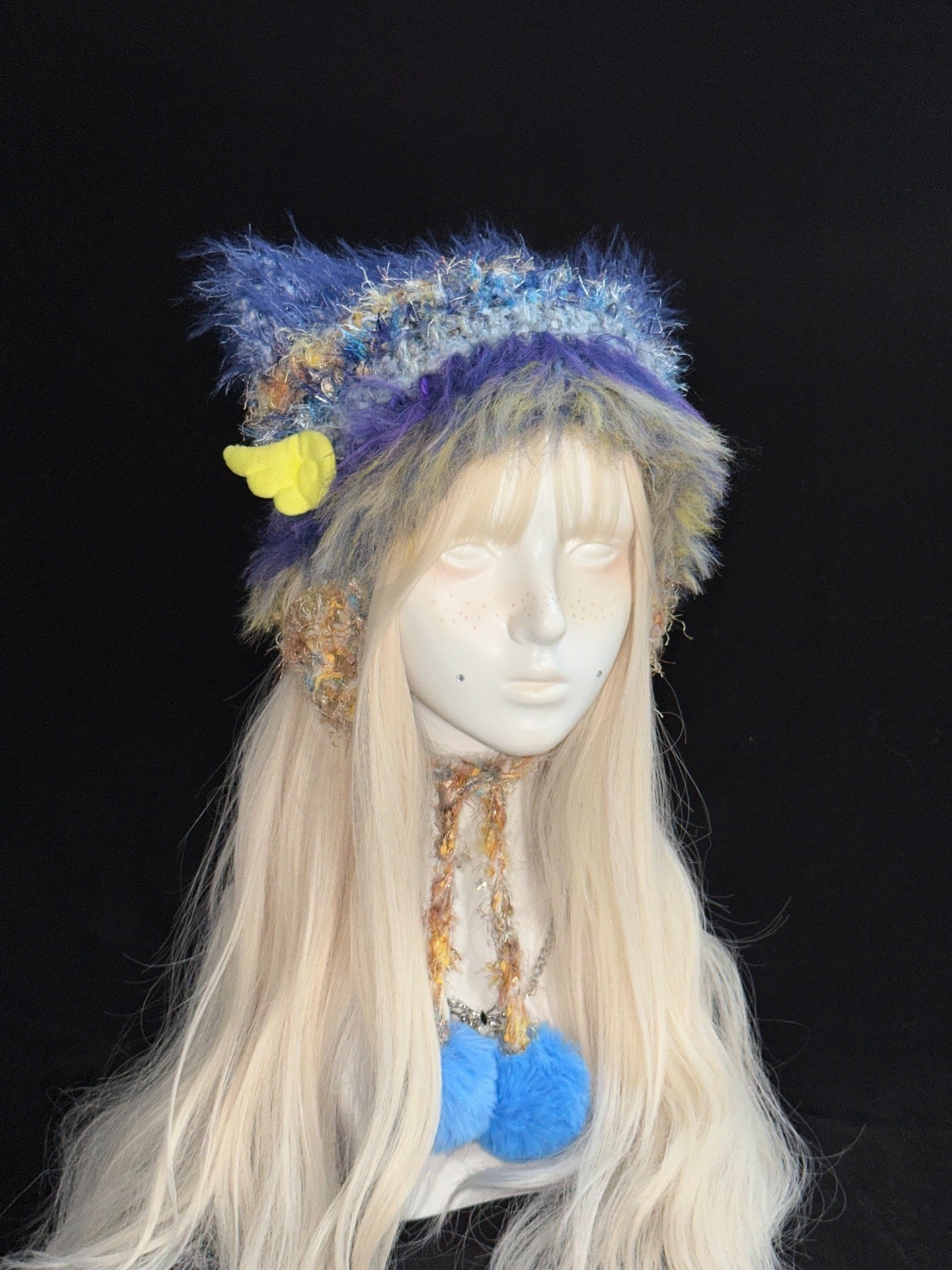 Punk Kitty Earwarmer Hat – Handmade Crochet Kawaii Punk Hat