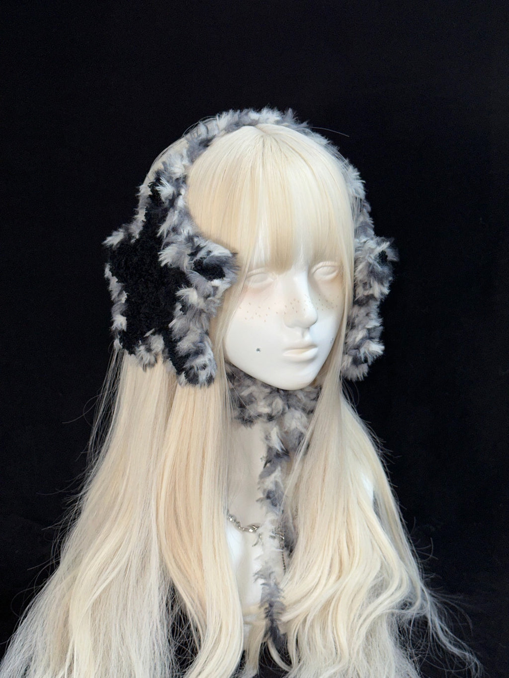 Black Star Earmuffs – Handmade Crochet Winter Ear Warmers with Starry Accents