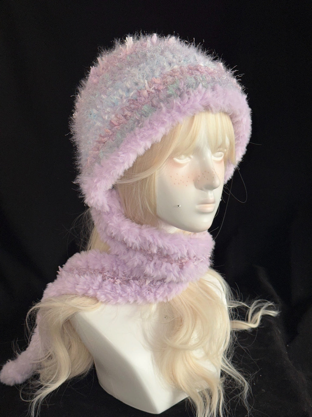 Snowflake Hooded Scarf – Handmade Crochet Winter Neck Warmer Hood with Removable Snowflake Clip