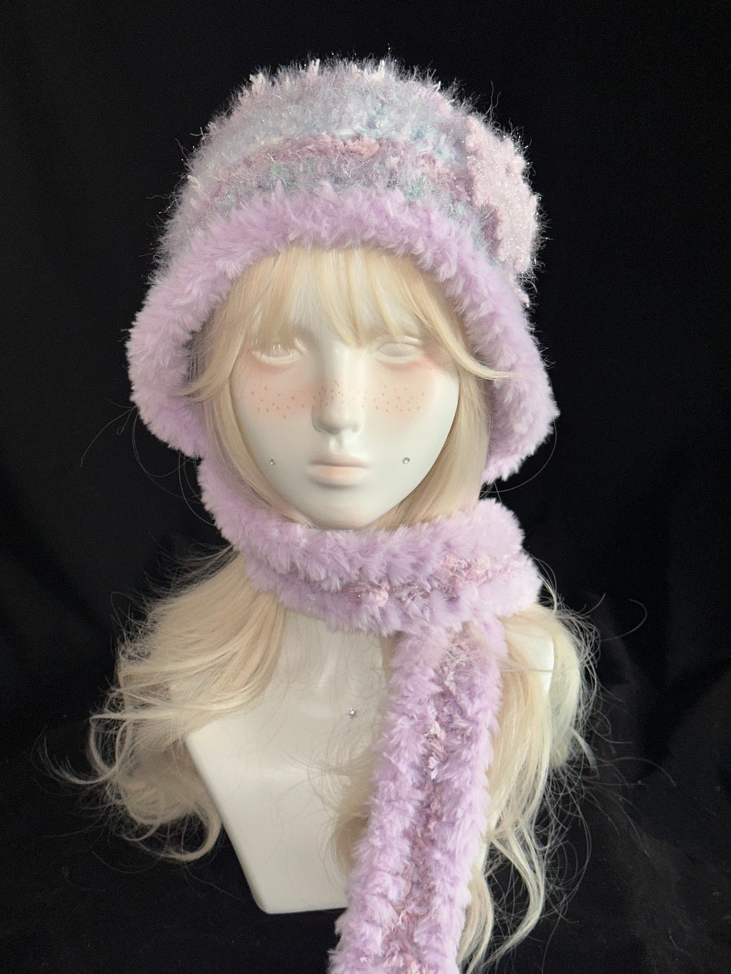 Snowflake Hooded Scarf – Handmade Crochet Winter Neck Warmer Hood with Removable Snowflake Clip